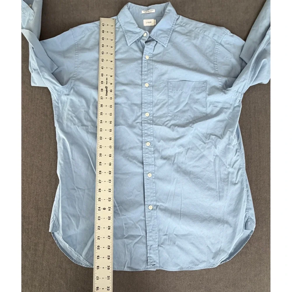 J Crew 80s 2 Ply Cotton Button Down‎ Shirt Mens L Light Blue Preppy Minimalilst